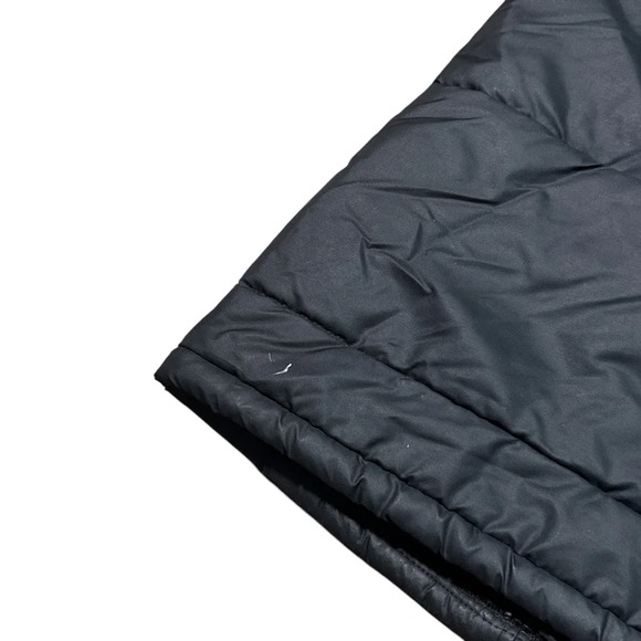 Vintage 70s Jeep Logo Nylon Puffer Black Snap Button Vest Jacket Mens Large - Picture 10 of 16